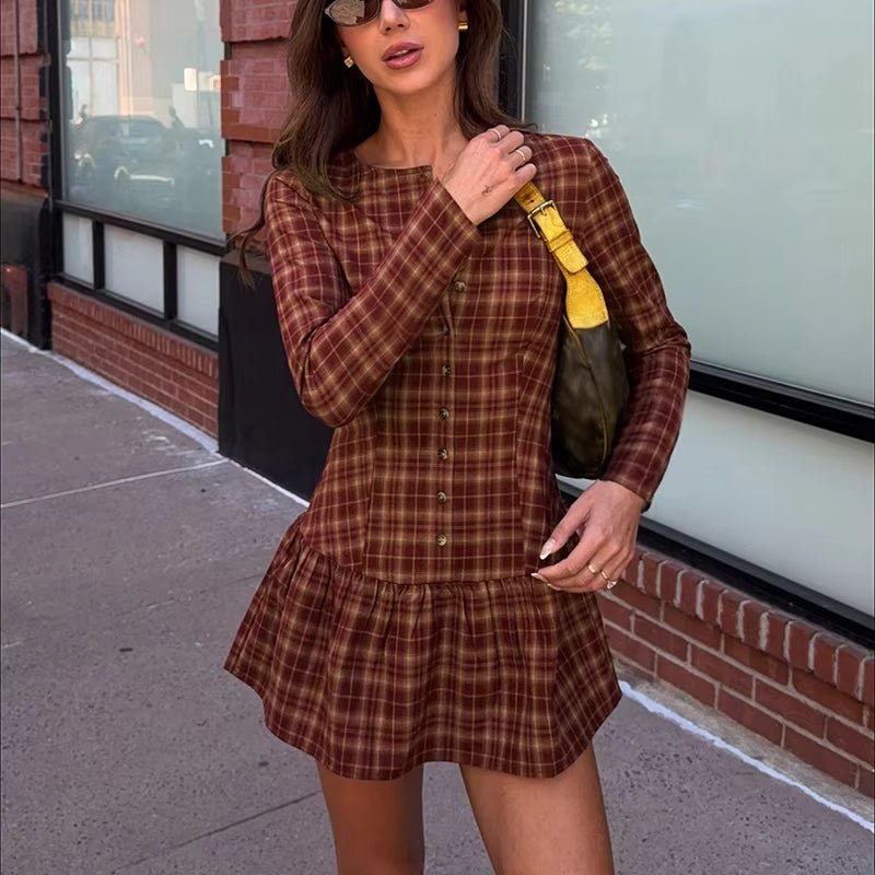 ZEYA - Ellie Long Sleeve Plaid Mini Dress