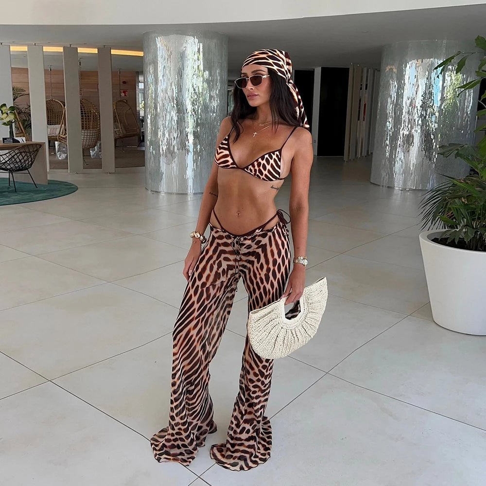 ZEYA - Emiliana Leopard Sheer Cover-Up Set