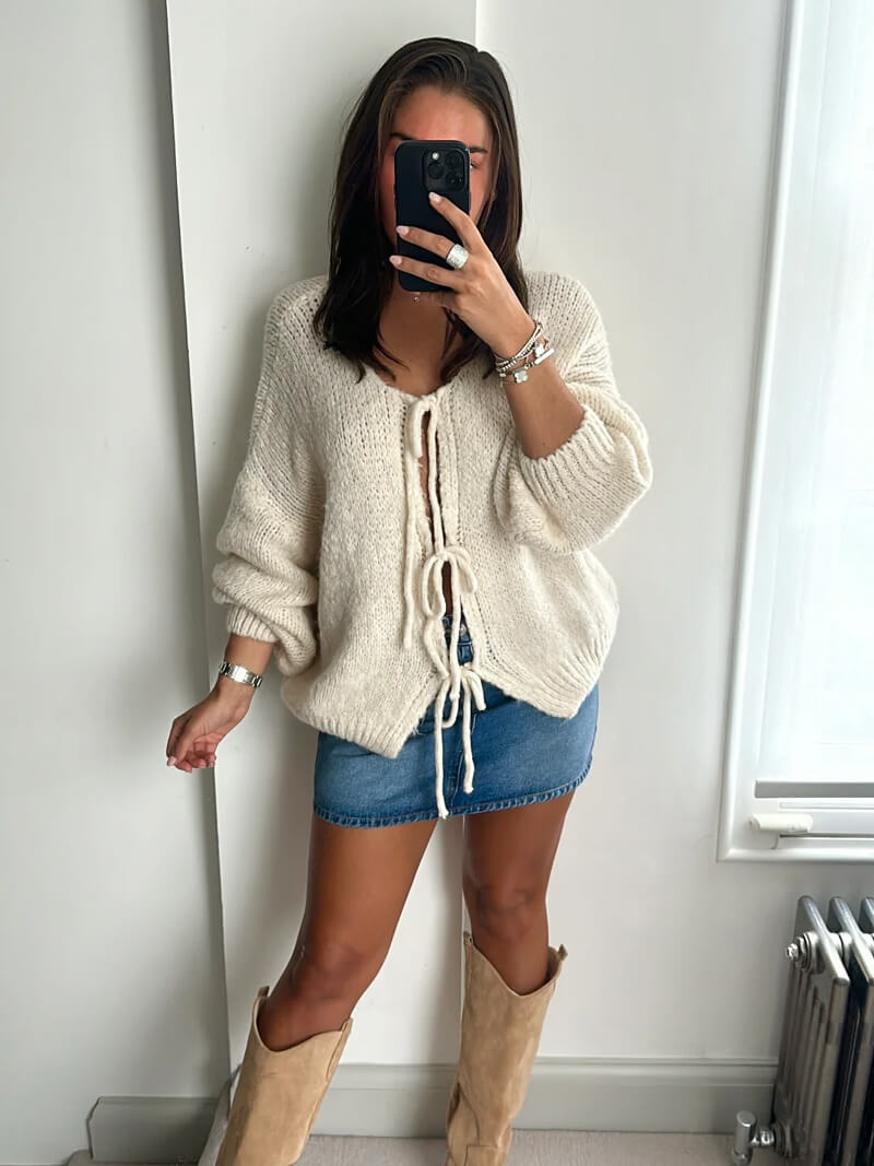 ZEYA - Emma Knit Cardigan with Bow Design