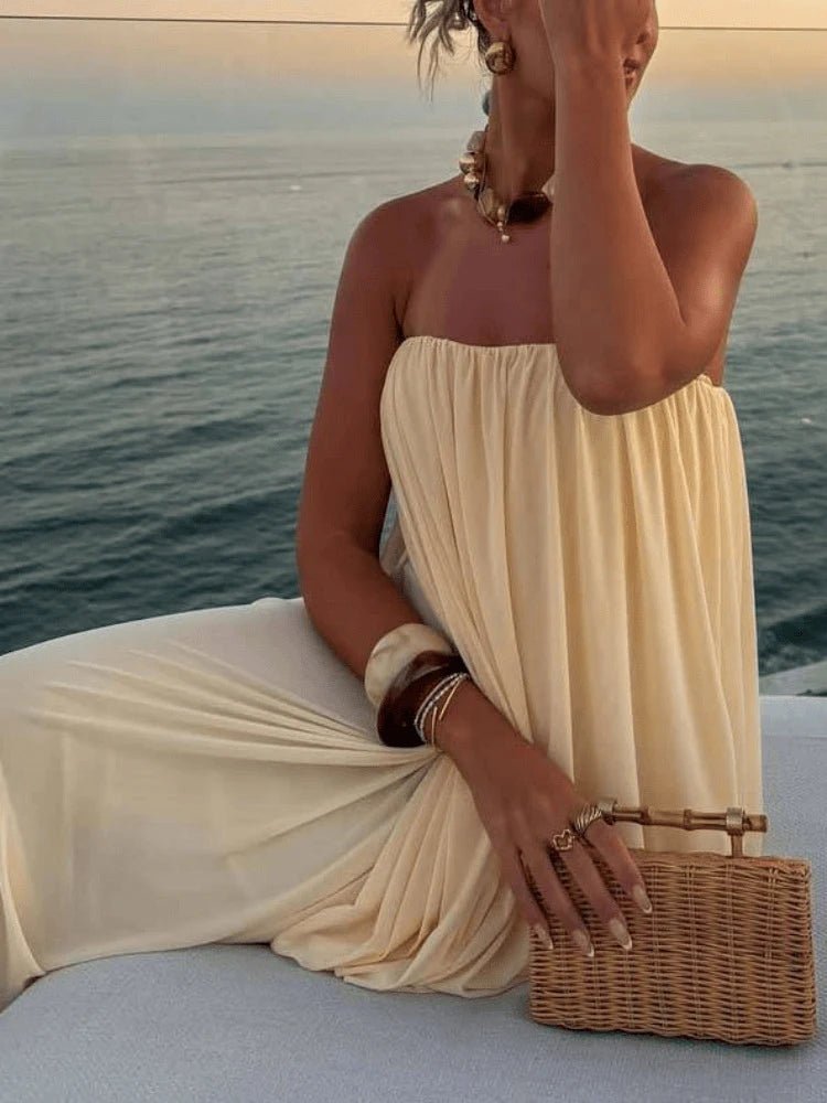 ZEYA - Erika Strapless Pleated Maxi Dress