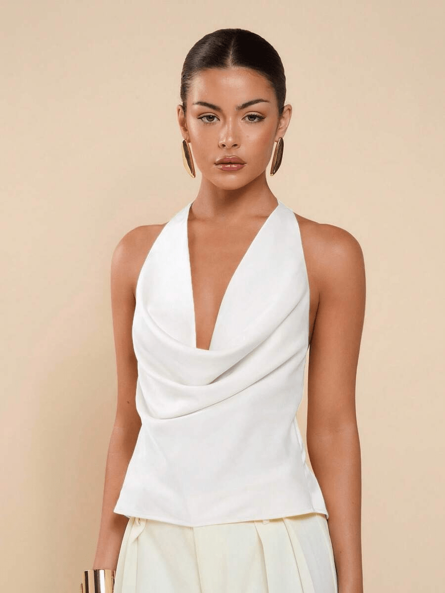 ZEYA - Eva Deep V-Neck Halter Tank Top