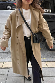 Evelyn klassisk dobbeltradet trenchcoat