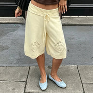 Evelyn strikkede culotte-shorts med brede ben