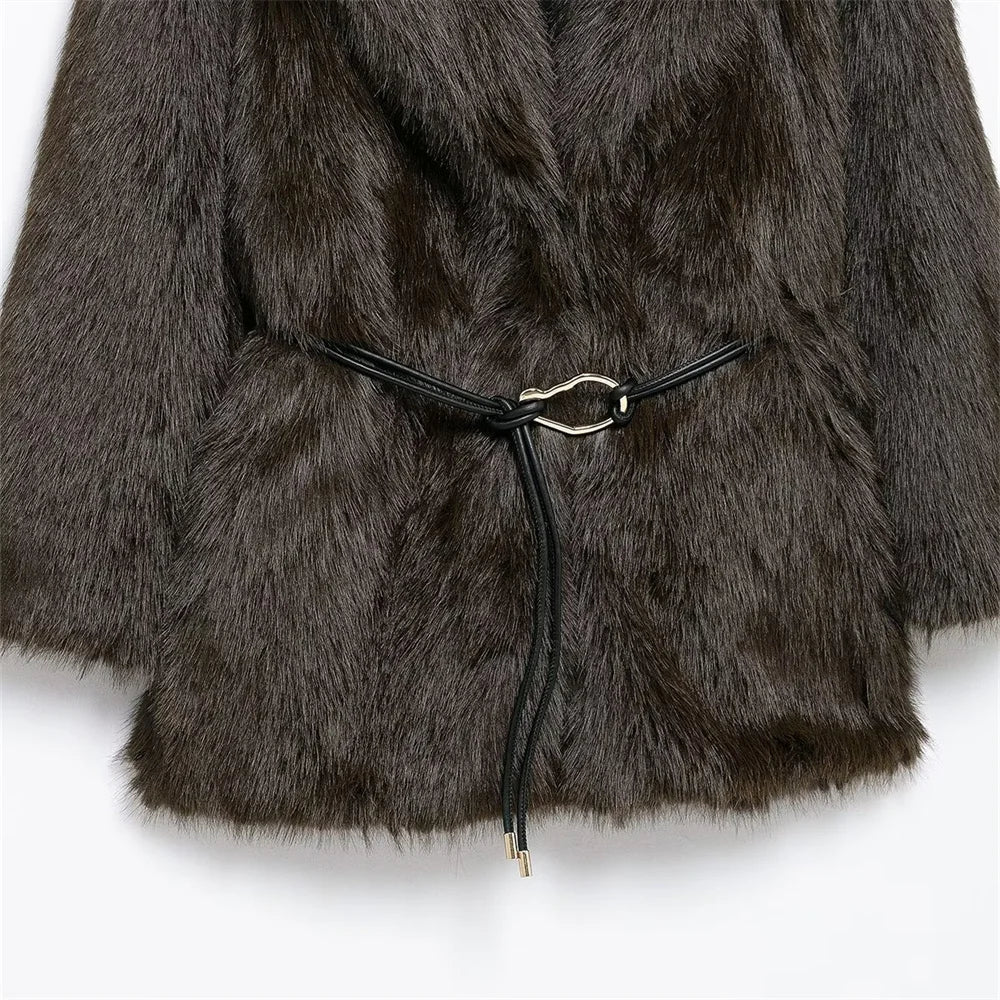 ZEYA - Feliz Faux Fur Coat with Belt