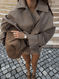 Fiona Ternet Trenchcoat med Høj Krave