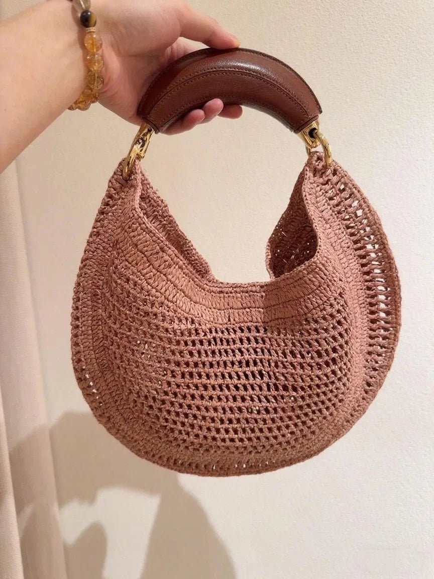 ZEYA - Geneva Crescent Woven Leather Bag