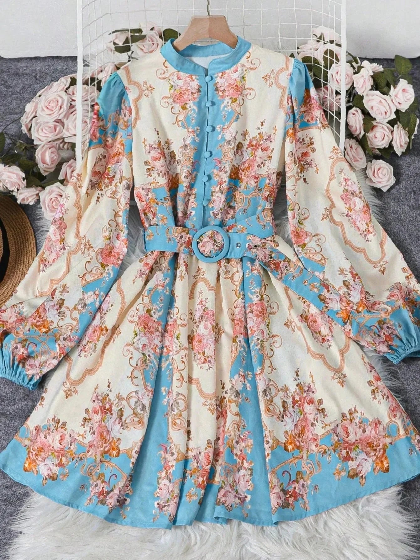 ZEYA - Gianna Belted Floral Midi Dress