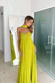 Gina Halter Rynket Maxi-kjole