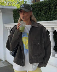Ginny Suede Pilot Bomber Jacket