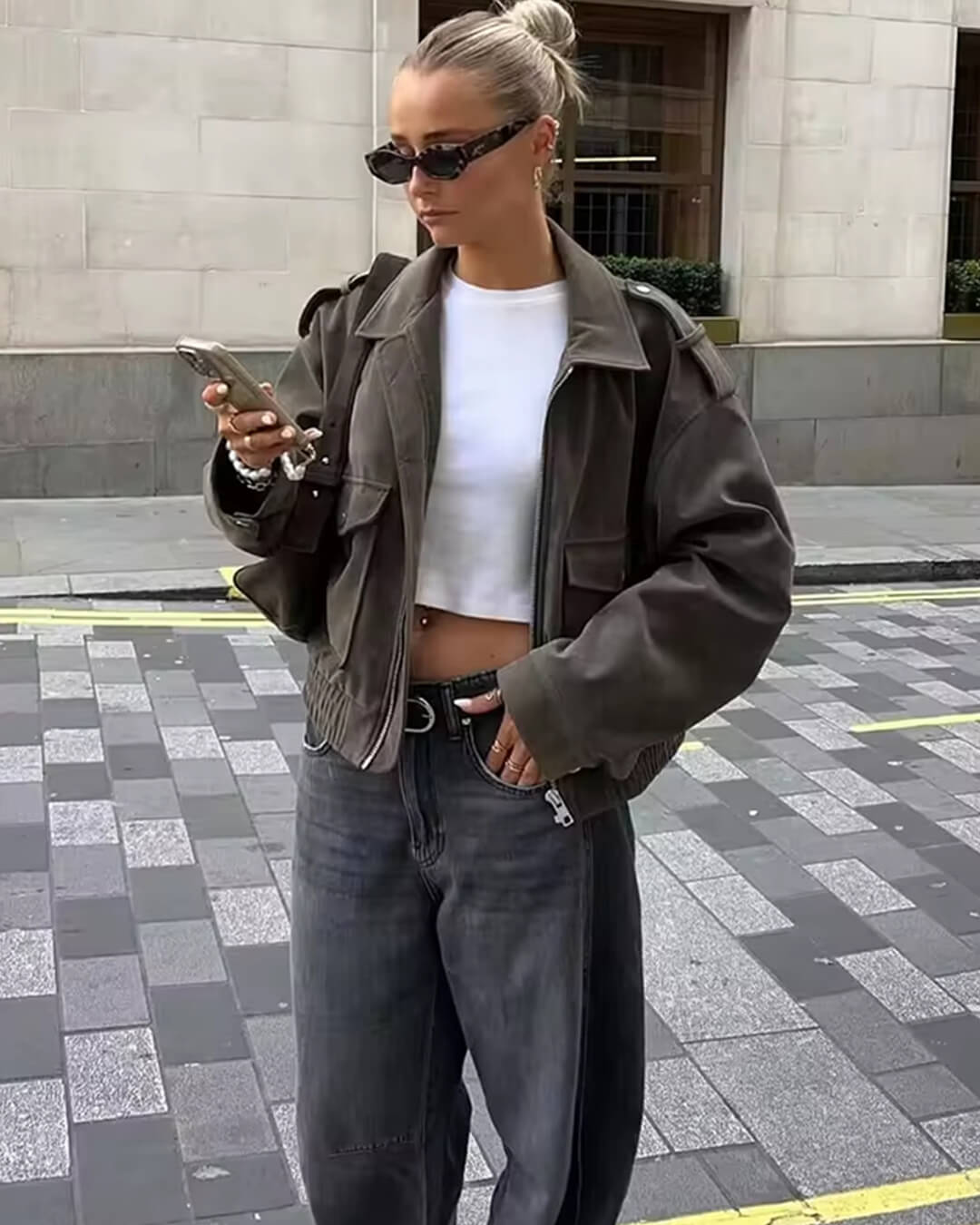 ZEYA - Ginny Suede Pilot Bomber Jacket