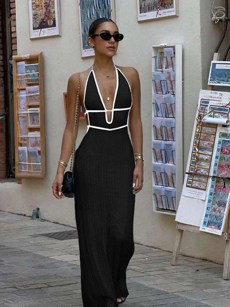 ZEYA - Hannie Lace Up Halter Maxi Dress