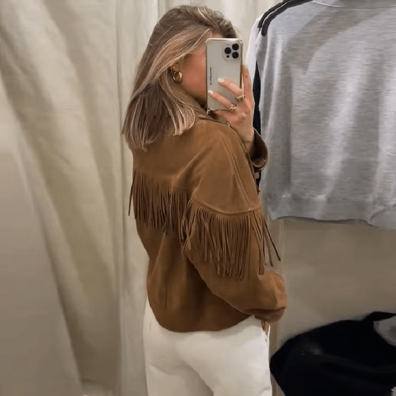 ZEYA - Helen Faux Suede Lapel Cropped Jacket