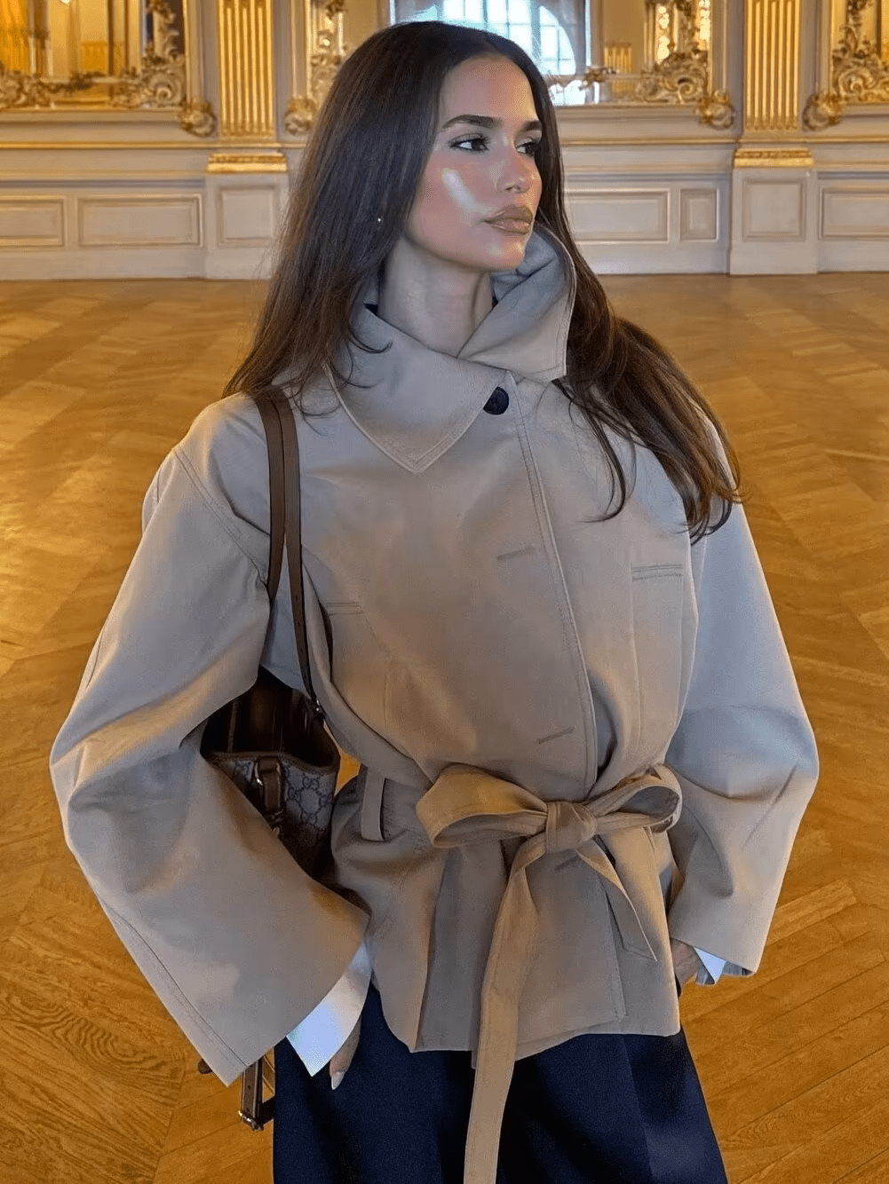 ZEYA - Helena Asymmetric Belted Trench Coat