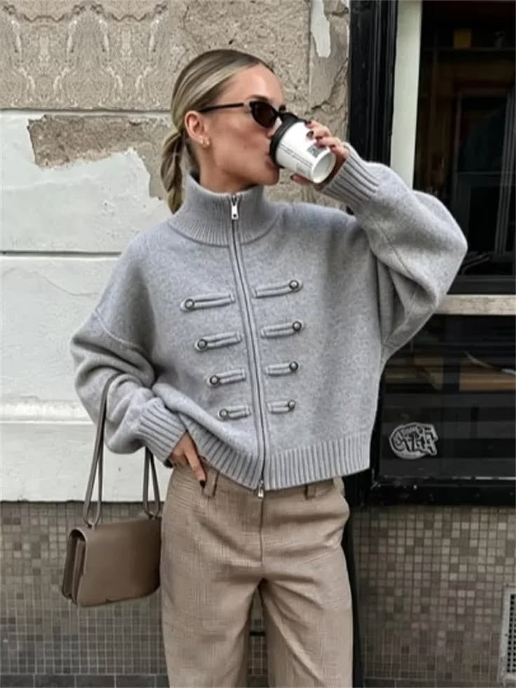 ZEYA - Helena Turtleneck Zip Knit Cardigan