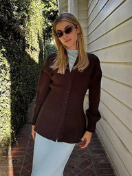 Henna Waisted V-Neck Cardigan