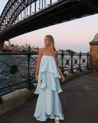 Jamila Tiered Ruffle Satin Maxi Dress