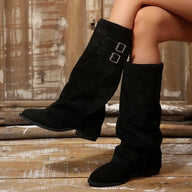 Jasmin Retro Buckle Knee High Boots