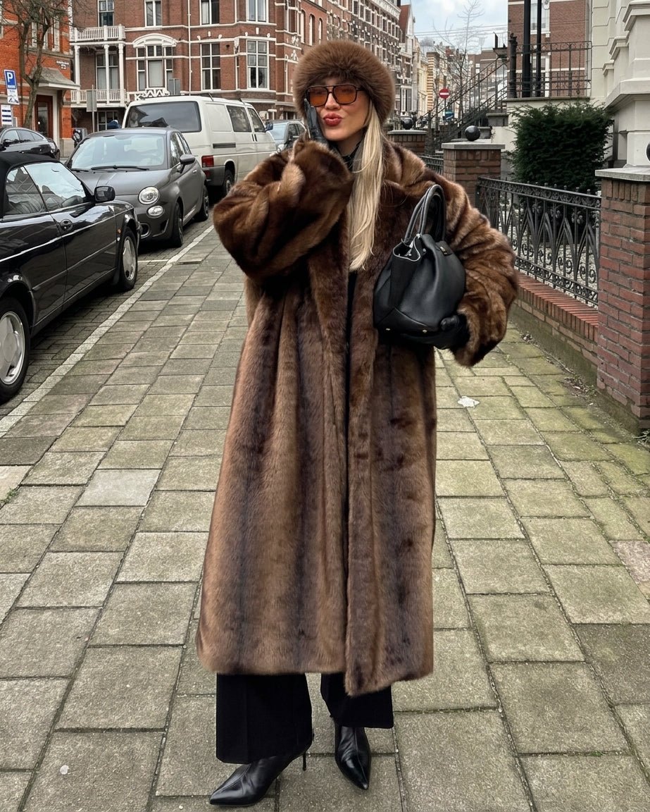 ZEYA - Jasmine Faux Fur Long Overcoat