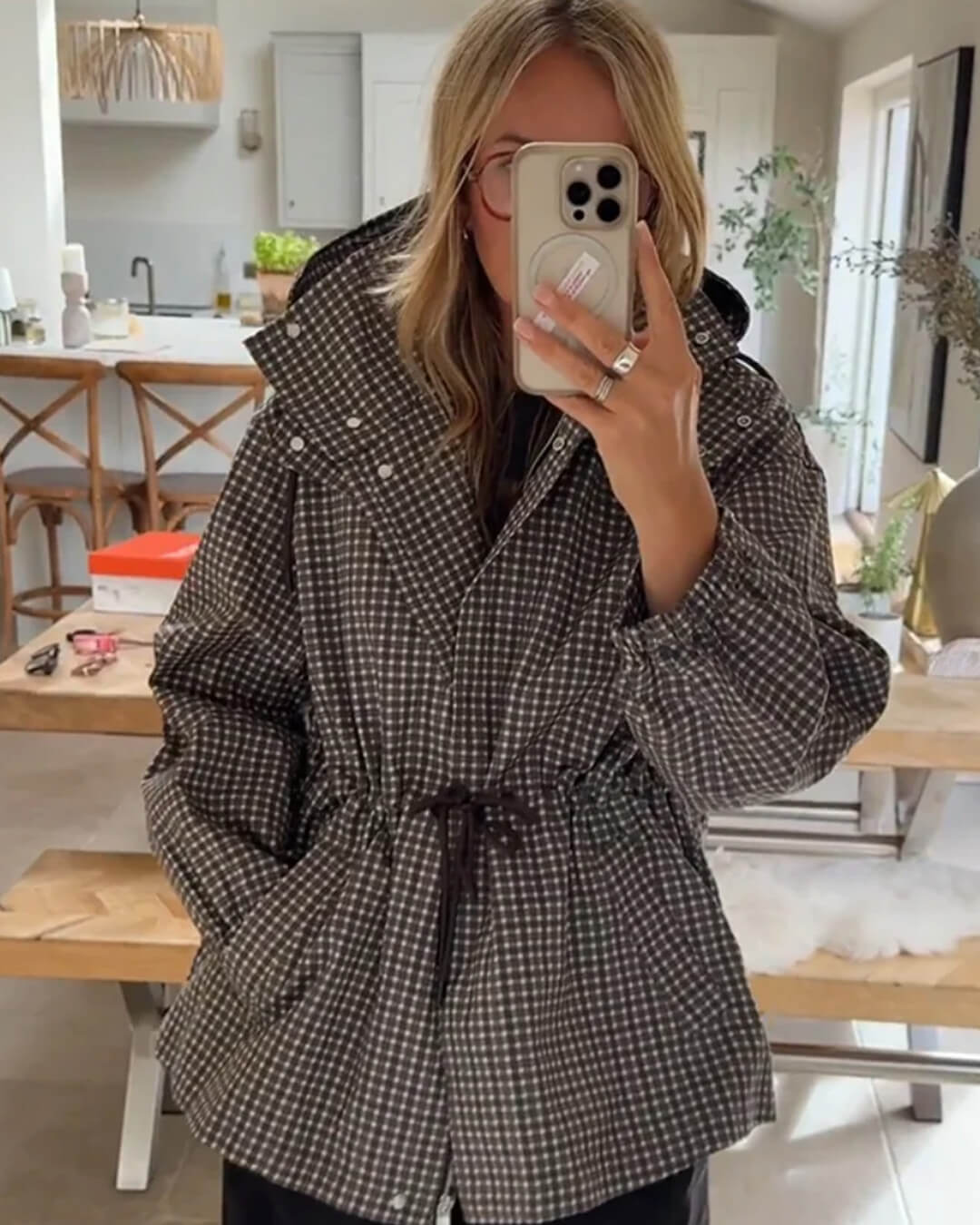 ZEYA - Jenny Plaid Hooded Windbreaker Jacket