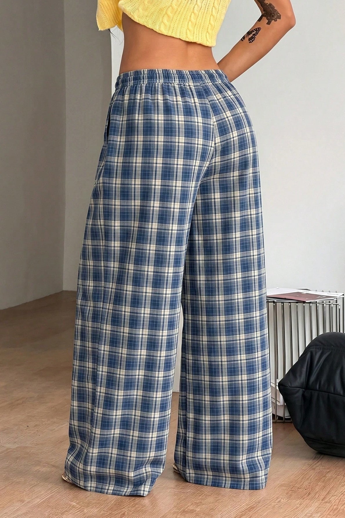 ZEYA - Jessica Plaid Wide Leg Drawstring Pants