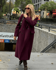 Jilian dobbeltradet maxi frakke