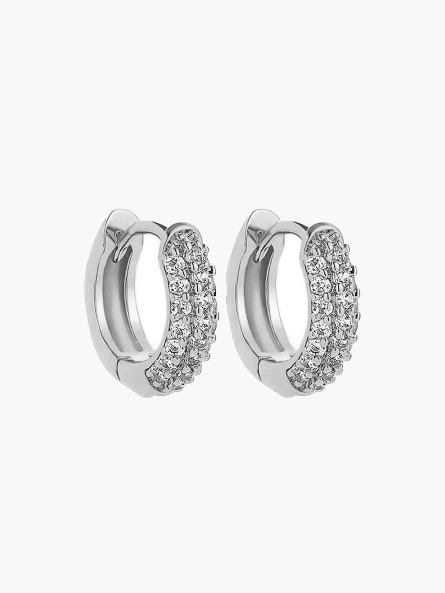 ZEYA - Juliette - Earrings with Zirconia Stones, Minimalist Hoop Design for Women