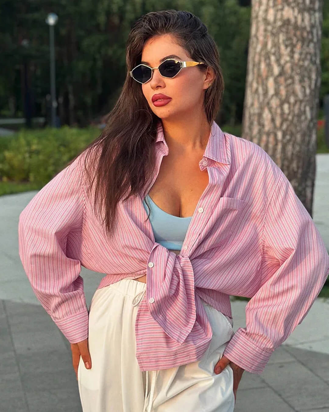 ZEYA - Kathy Bat Sleeve Striped Shirts