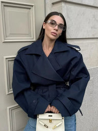 Kelly cropped trenchcoat med bælte