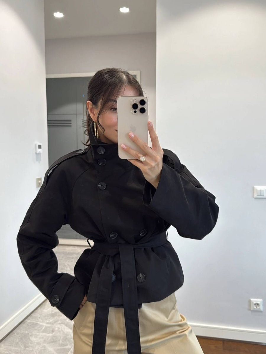 ZEYA - Kiarra Stand Collar Crop Trenchcoat