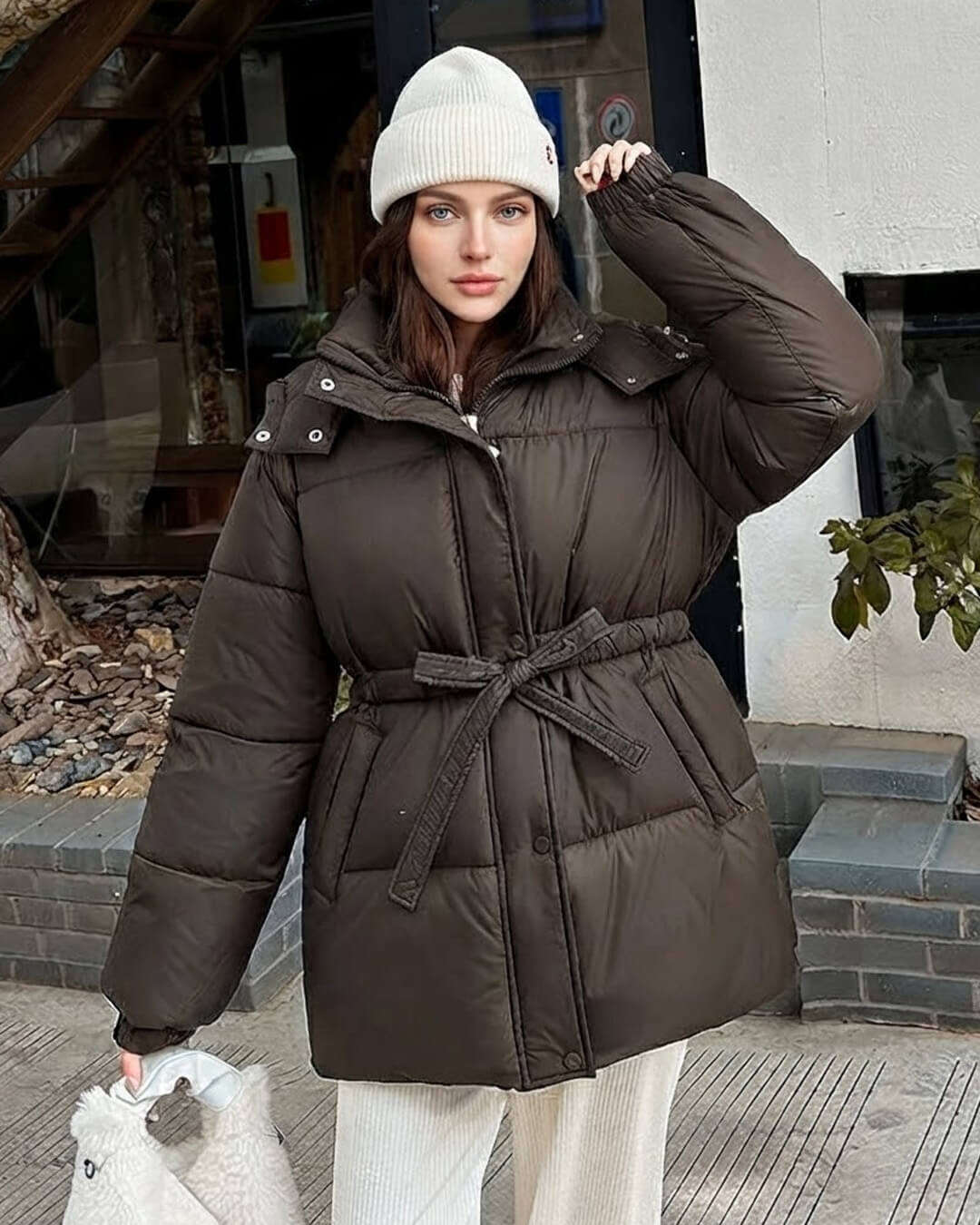 ZEYA - Lani Lace Up Hooded Coat