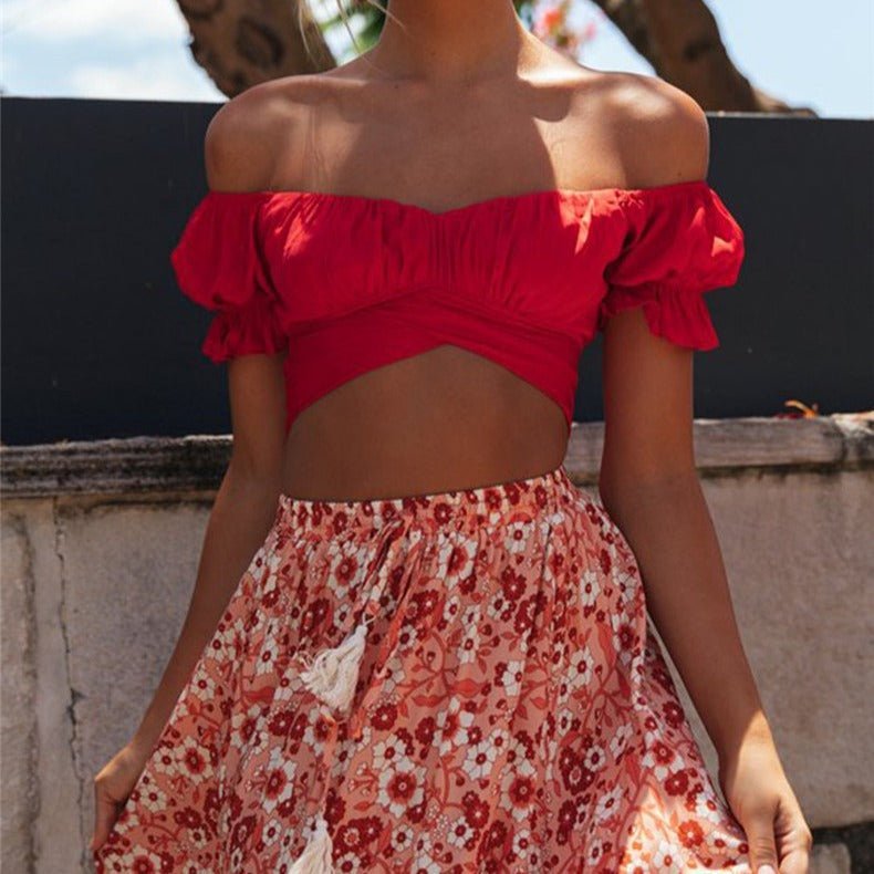 ZEYA - Leah Flowing Puff Sleeve Crop Top