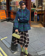 Linda oversized ternet snørejakke