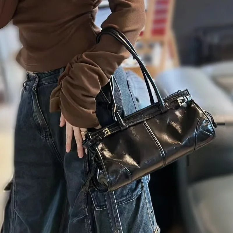 ZEYA - Lorena Leather Shoulder Bag with Belt Detail