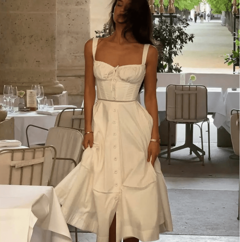 ZEYA - Lori Sleeveless Sweetheart Midi Dress