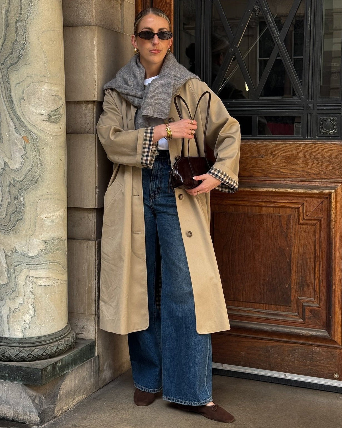 ZEYA - Lucy Check-Accent Trench Coat