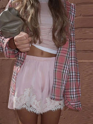 Maridot Lace Patchwork Satin Shorts