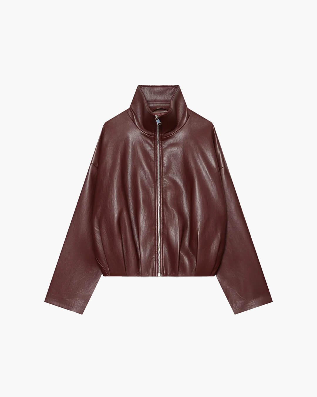 ZEYA - Mary Funnel Neck Faux Leather Biker Jacket