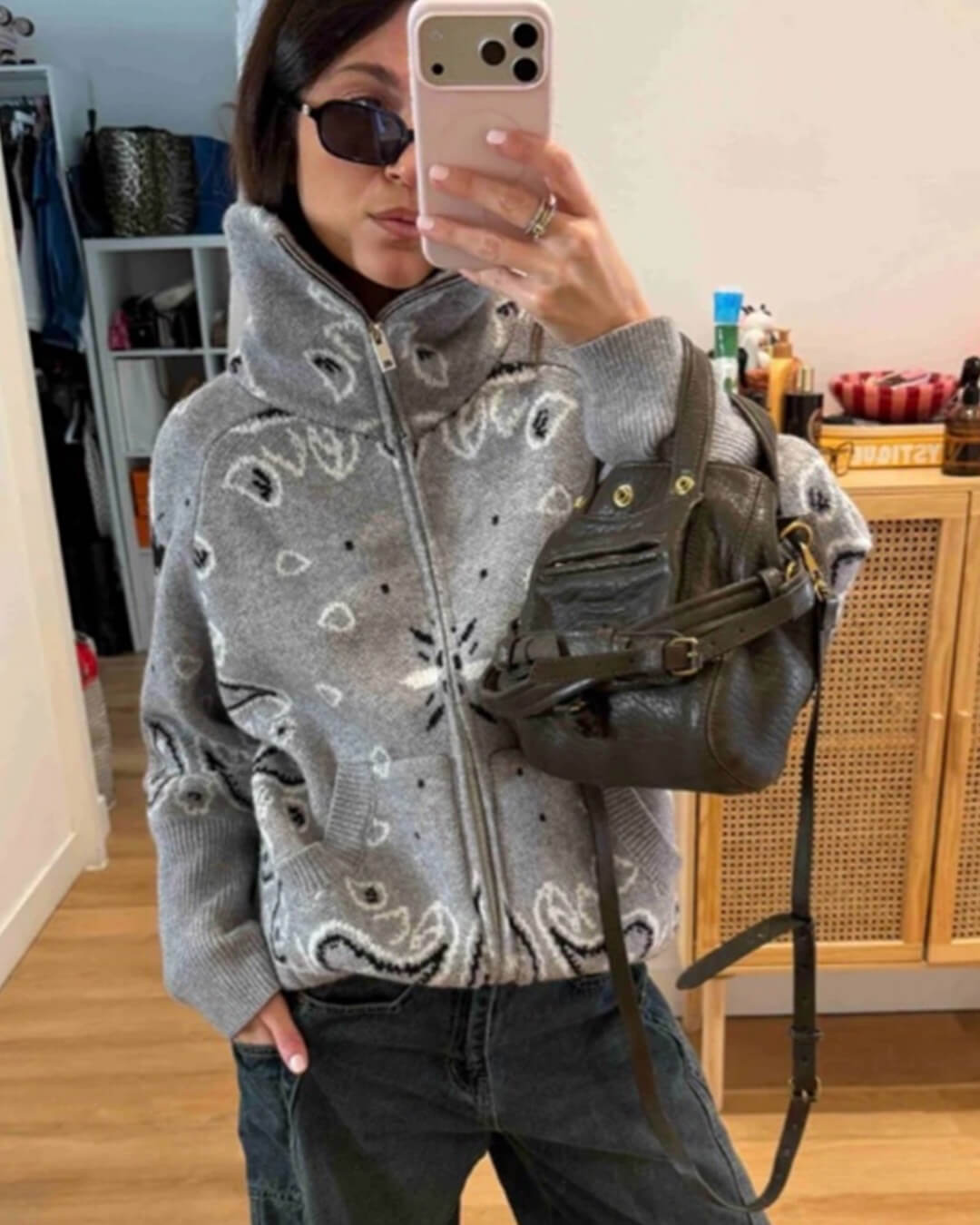 ZEYA - Melanie Paisley Zip-Up Knit Jacket