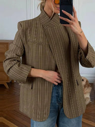 Melanie Plaid Stand Collar Blazer