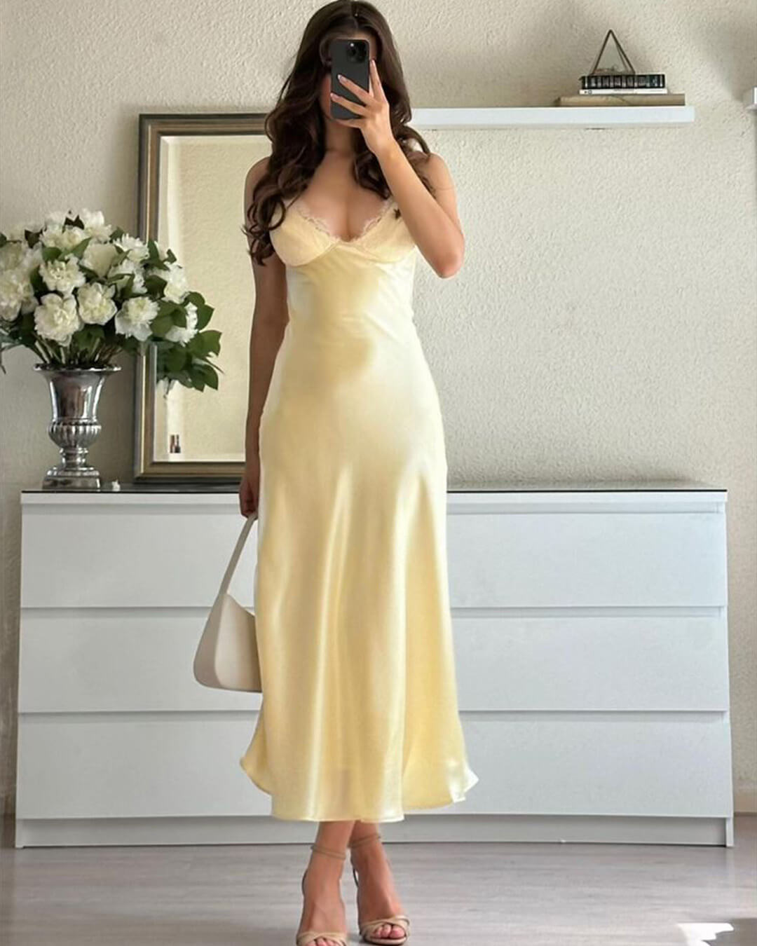 ZEYA - Melanie Satin Lace Midi Dress