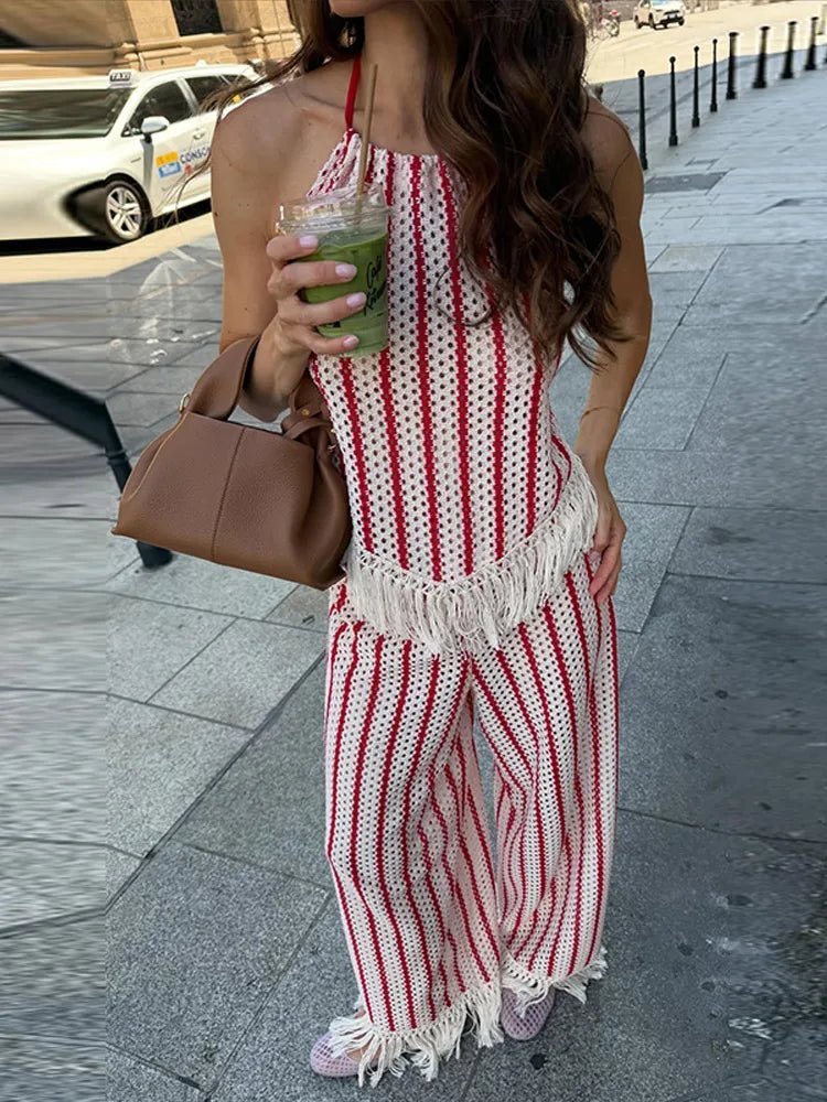 ZEYA - Mila Striped Fringe Two-Piece Set