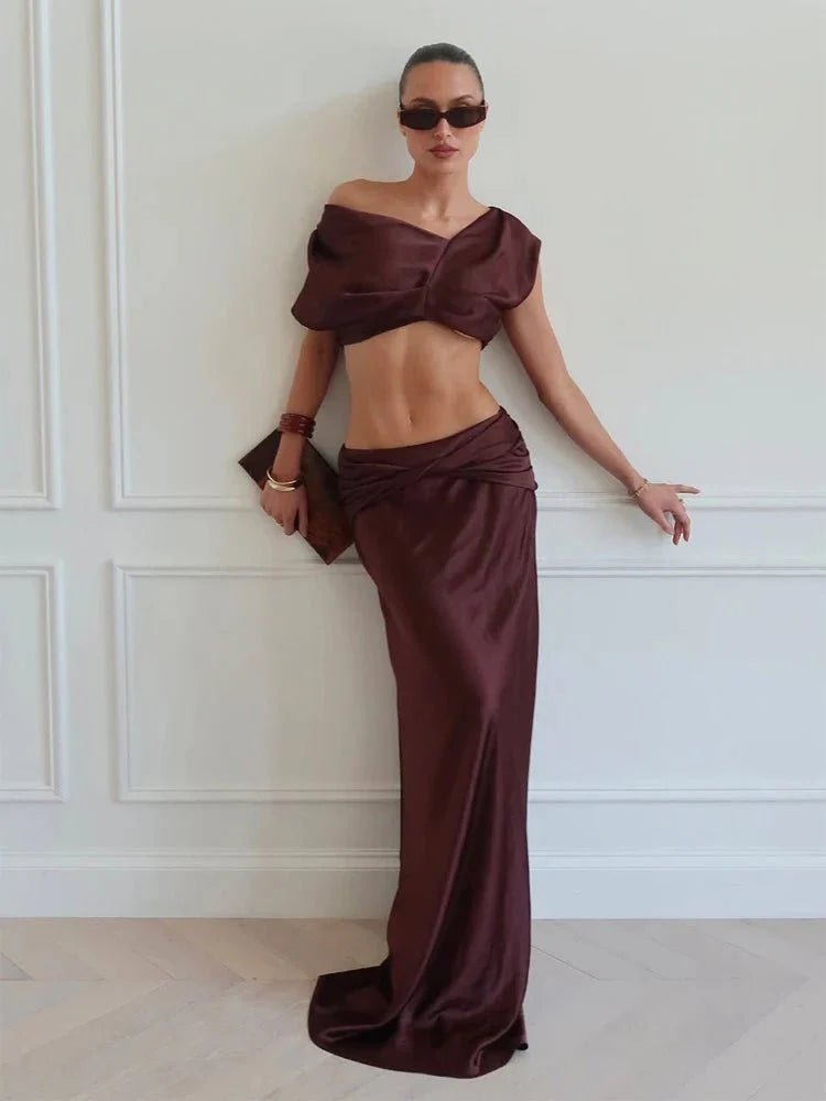 ZEYA - Miranda Satin Pleated Two-Piece Set