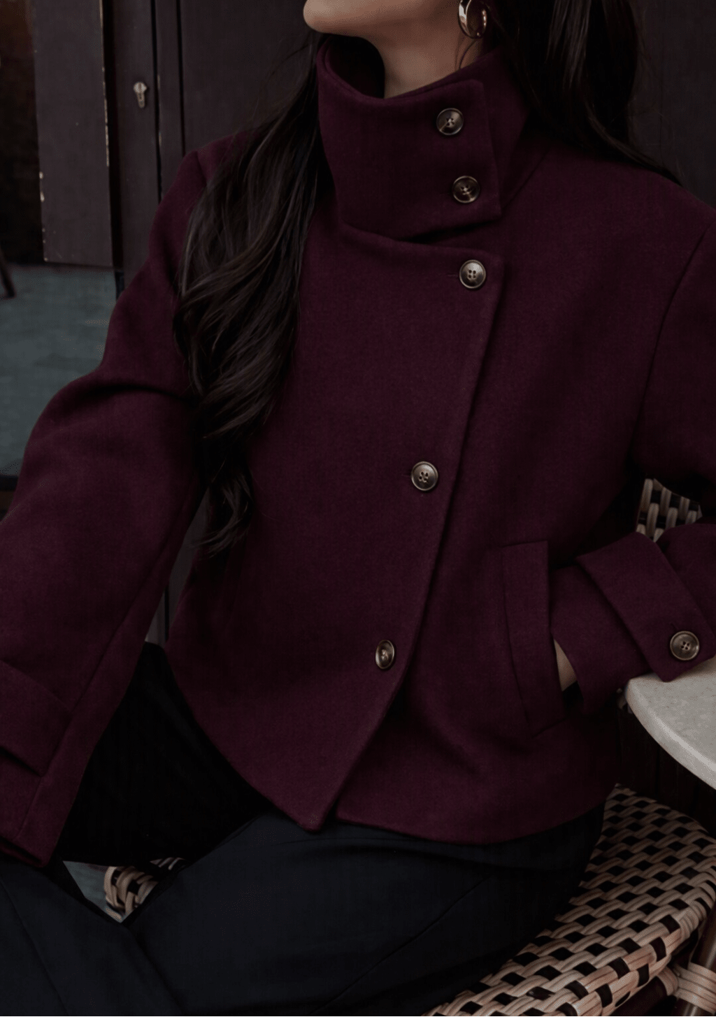 ZEYA - Monica Rose Buckle Stand Collar Coat