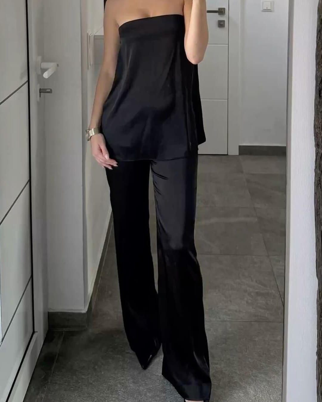 ZEYA - Nenita Wide Leg Satin Trousers