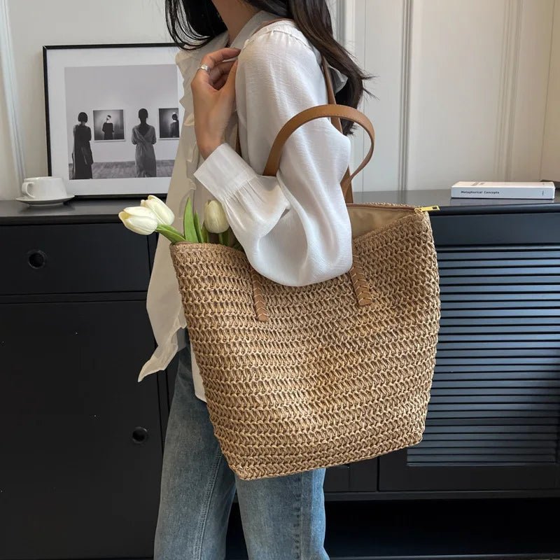 ZEYA - Nora Woven Straw Beach Tote