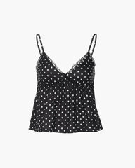 Octavia Dot Print Blondetop med Blonder