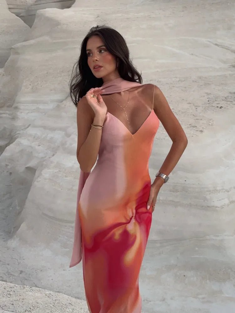 ZEYA - Octavia Open-Back Ombre Satin Dress