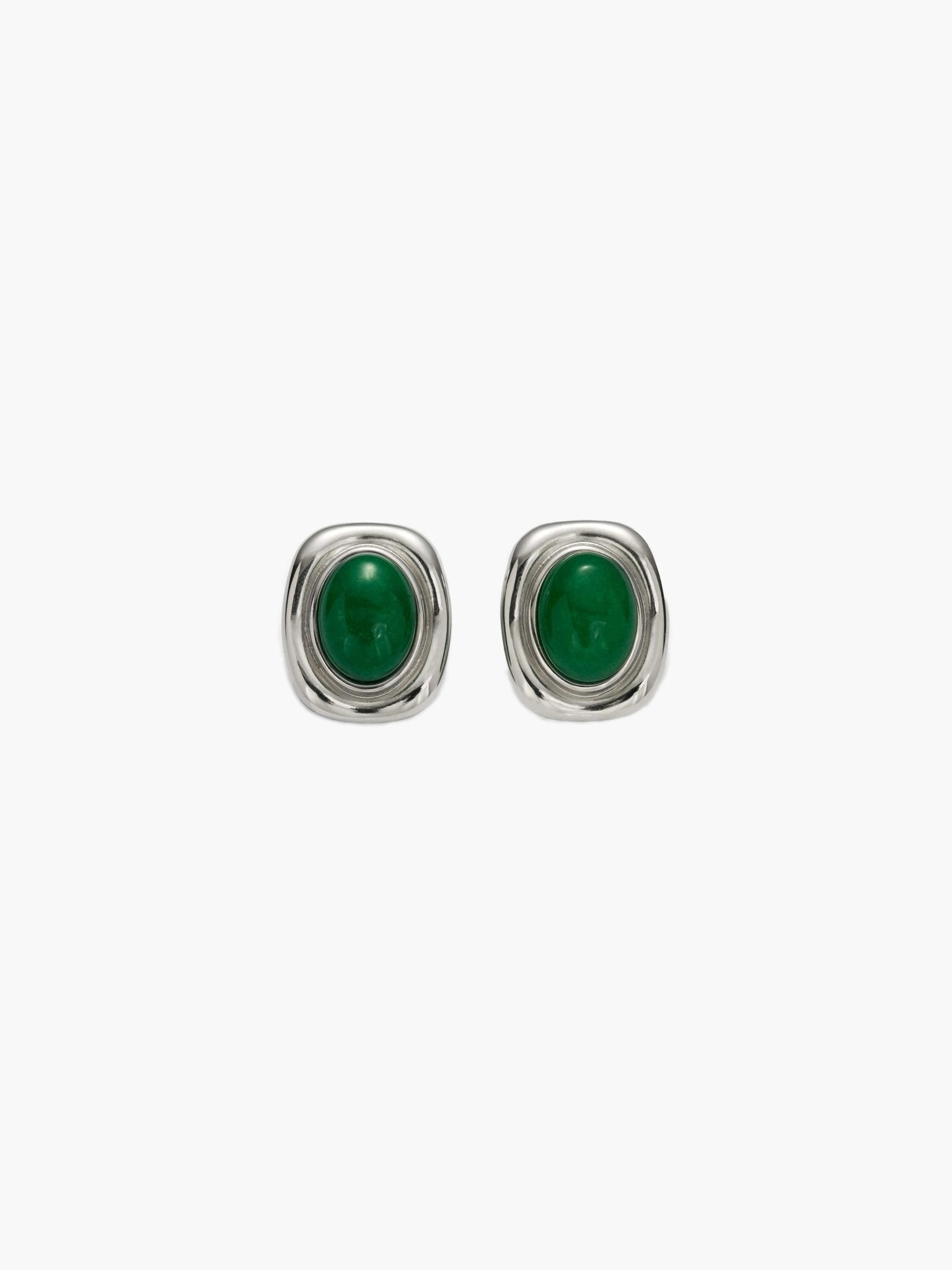 ZEYA - Olivia - Vintage Oval Gold Earrings with Natural Stones