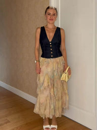 Sabine lagdelt boho maxi nederdel