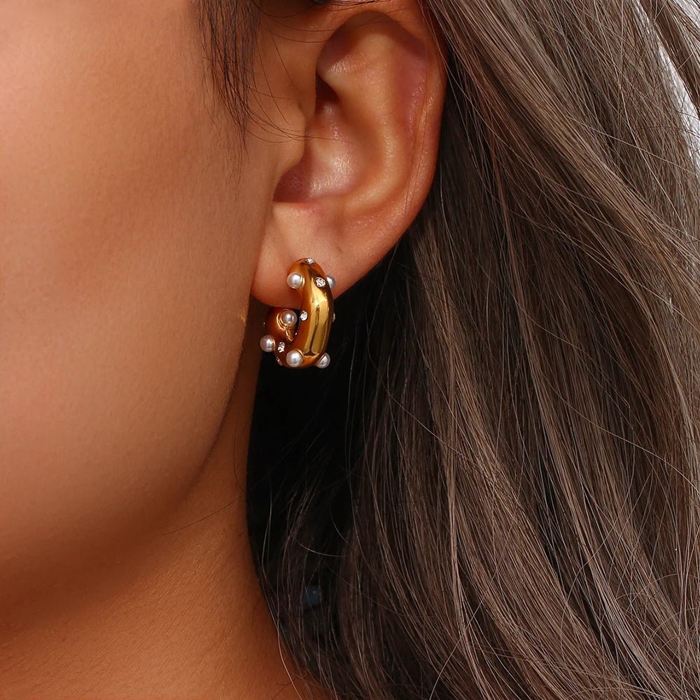 ZEYA - Samira Pearl Hoop Earrings